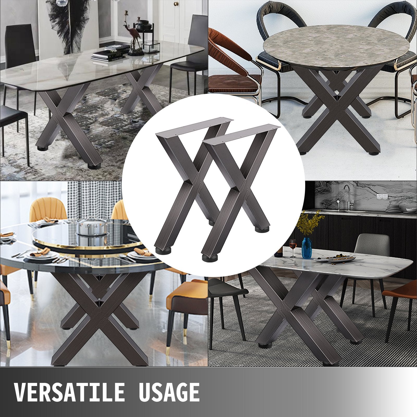 VEVOR Set of 2 Steel Table Legs, 28'Height 24'Wide Dining Table Legs, Heavy Duty 3.1