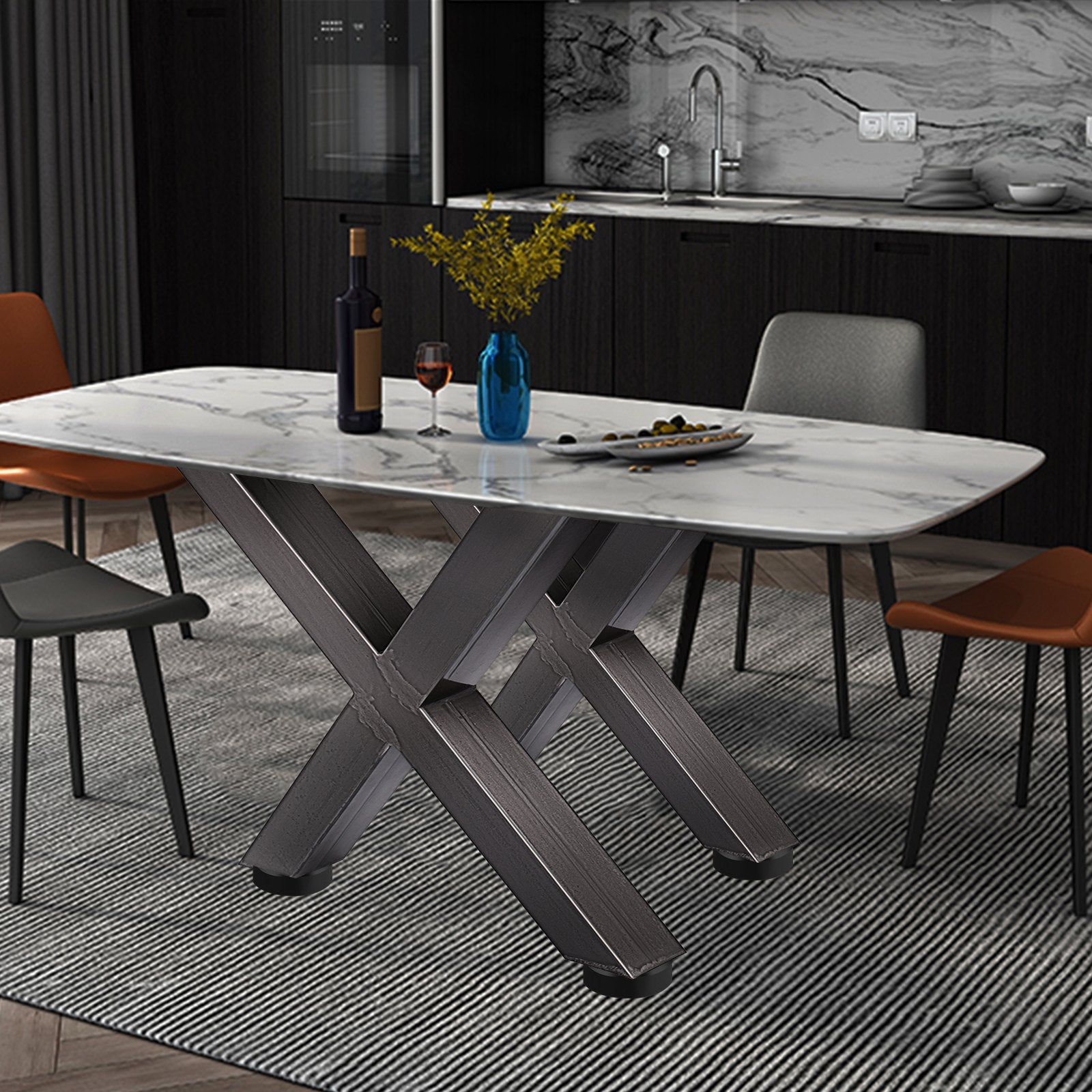 VEVOR Set of 2 Steel Table Legs, 28'Height 24'Wide Dining Table Legs, Heavy Duty 3.1