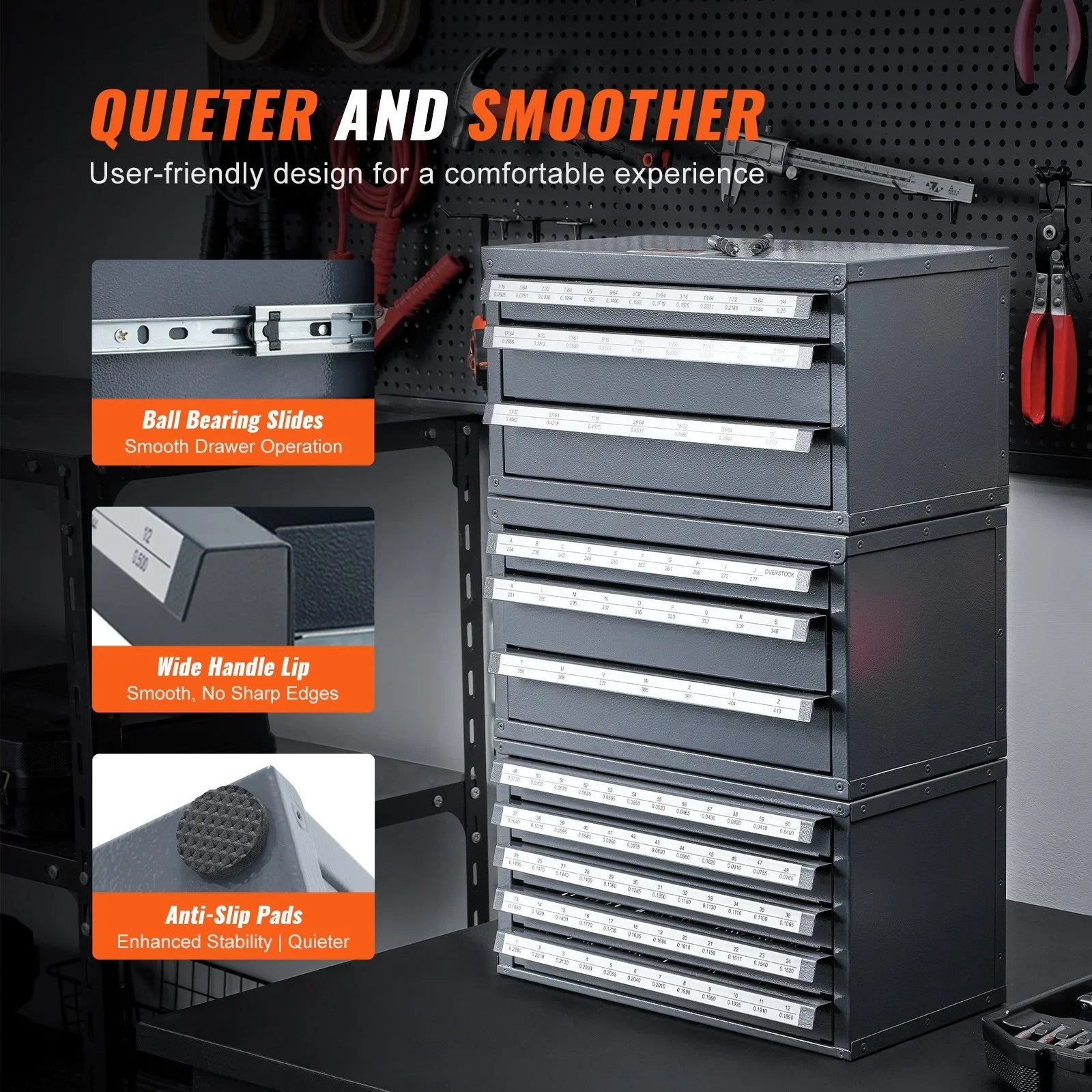 End Mill Dispenser Cabinet, Three-Drawer End Mill Organizer Cabinet for 1/8
