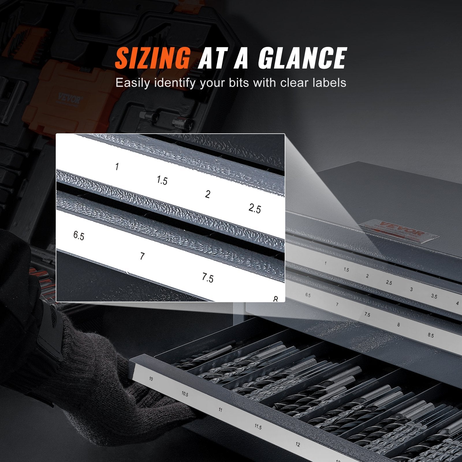 Drill Bit Dispenser Cabinet, Three-Drawer Drill Bit Organizer Cabinet for 1mm to 13mm, Steel Drill Dispenser Organizer Cabinet with Labels, Stackable Drill Dispenser for Drill Bit Storage