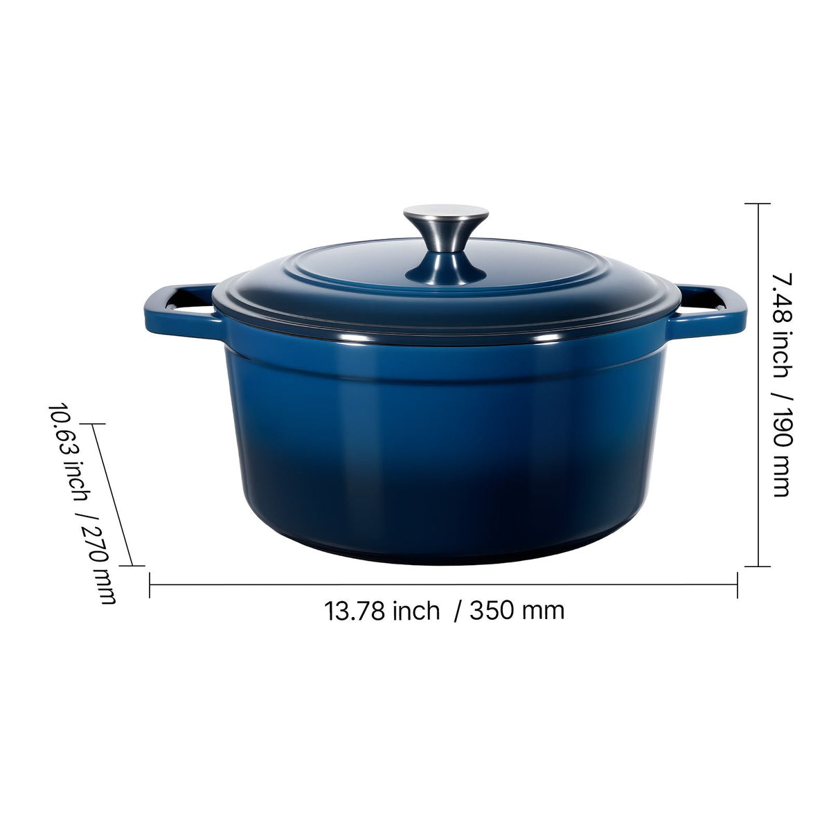 5.7L Enameled Cast Iron Dutch Oven with Lid Induction Oven Safe Blue