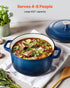 Enameled Cast Iron Dutch Oven, 5.7L Pot with Lid and Dual Handles, Heavy-Duty Durable Cookware Pan, Oven Induction Compatible up to 260 ℃, for Braising, Stews, Roasting, Bread Baking, Blue