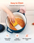Enameled Cast Iron Dutch Oven, 5.7L Pot with Lid and Dual Handles, Heavy-Duty Durable Cookware Pan, Oven Induction Compatible up to 260 ℃, for Braising, Stews, Roasting, Bread Baking, Blue