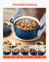 Enameled Cast Iron Dutch Oven, 5.7L Pot with Lid and Dual Handles, Heavy-Duty Durable Cookware Pan, Oven Induction Compatible up to 260 ℃, for Braising, Stews, Roasting, Bread Baking, Blue