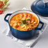 Enameled Cast Iron Dutch Oven, 5.7L Pot with Lid and Dual Handles, Heavy-Duty Durable Cookware Pan, Oven Induction Compatible up to 260 ℃, for Braising, Stews, Roasting, Bread Baking, Blue