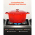 Enameled Cast Iron Dutch Oven, 5.7L Pot with Lid and Dual Handles, Heavy-Duty Durable Cookware Pan, Oven Induction Compatible up to 260 ℃, for Braising, Stews, Roasting, Bread Baking, Red