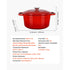Enameled Cast Iron Dutch Oven, 5.7L Pot with Lid and Dual Handles, Heavy-Duty Durable Cookware Pan, Oven Induction Compatible up to 260 ℃, for Braising, Stews, Roasting, Bread Baking, Red