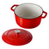 Enameled Cast Iron Dutch Oven, 5.7L Pot with Lid and Dual Handles, Heavy-Duty Durable Cookware Pan, Oven Induction Compatible up to 260 ℃, for Braising, Stews, Roasting, Bread Baking, Red