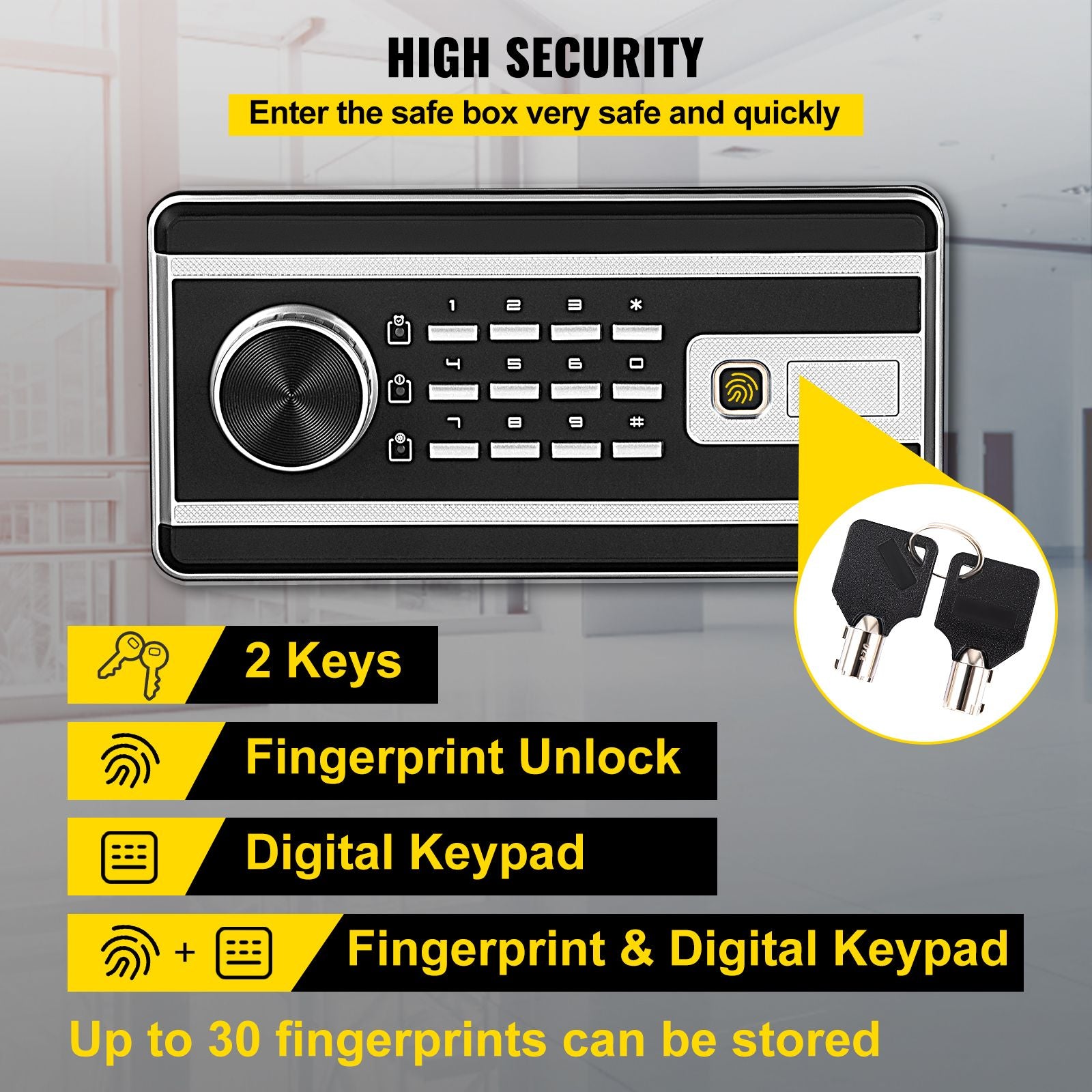 0.8 Cu Ft Fingerprint Safe Box Digital Keypad Money Jewelry Security