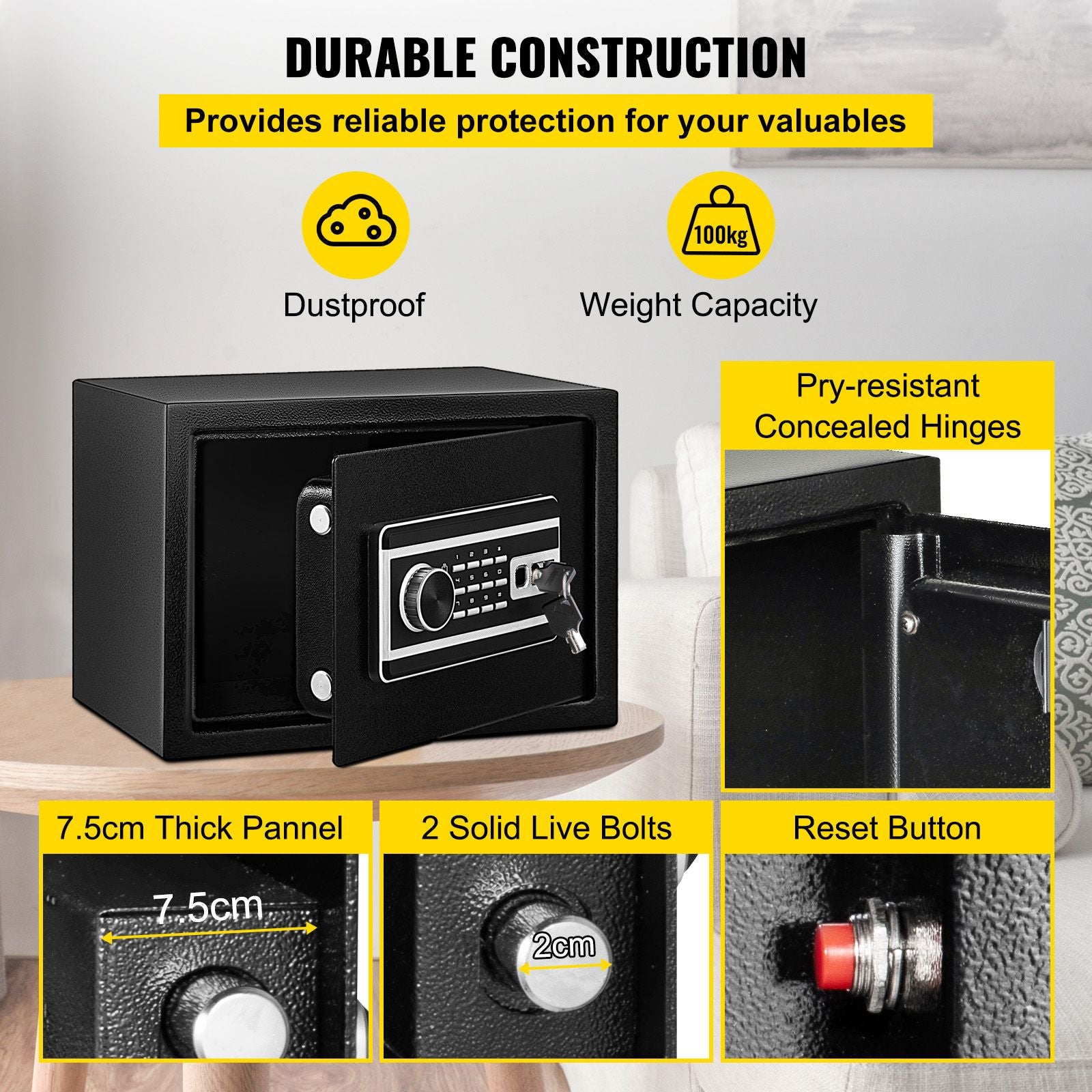 0.8 Cu Ft Fingerprint Safe Box Digital Keypad Money Jewelry Security