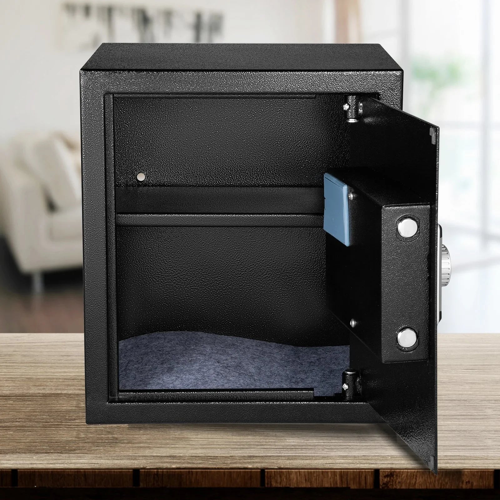 Safe Box, 1.7 CU.FT Fingerprint Safe Box for Money with 2 Keys & Digital Keypad, Q235 Steel Safe Box for Storing Cash, Jewelry, Pistols, Documents, Watches in Home & Office & Hotel