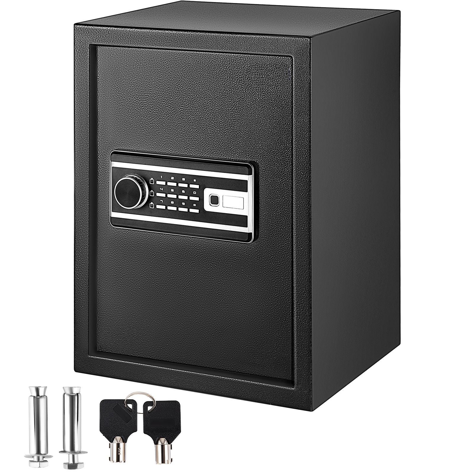 Safe Box, 2.1 CU.FT Fingerprint Safe Box for Money w/ 2 Keys & Digital Keypad, Q235 Steel Safe Box for Storing Cash, Jewelry, Pistols, Documents, Watches in Home & Office & Hotel