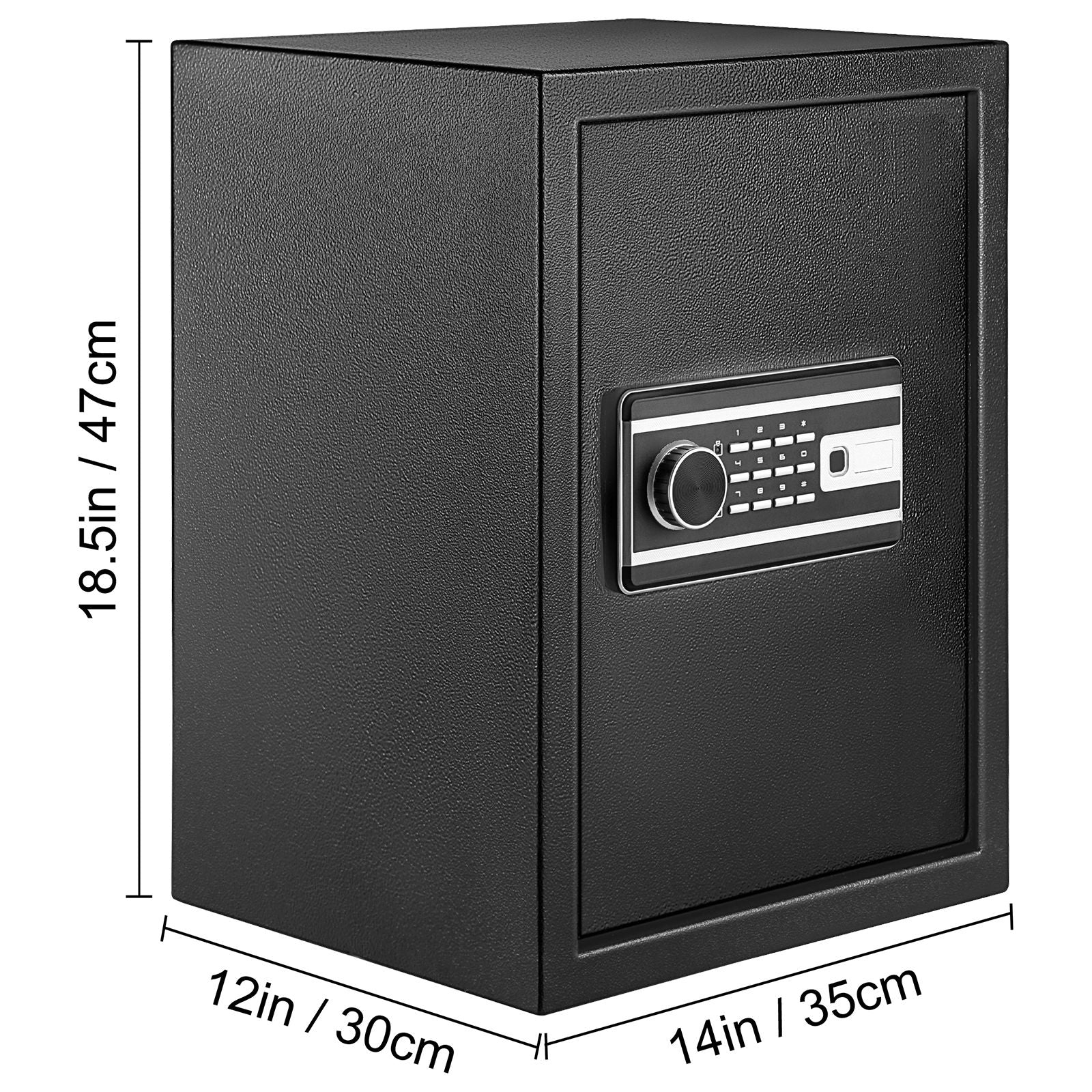 Safe Box, 2.1 CU.FT Fingerprint Safe Box for Money w/ 2 Keys & Digital Keypad, Q235 Steel Safe Box for Storing Cash, Jewelry, Pistols, Documents, Watches in Home & Office & Hotel
