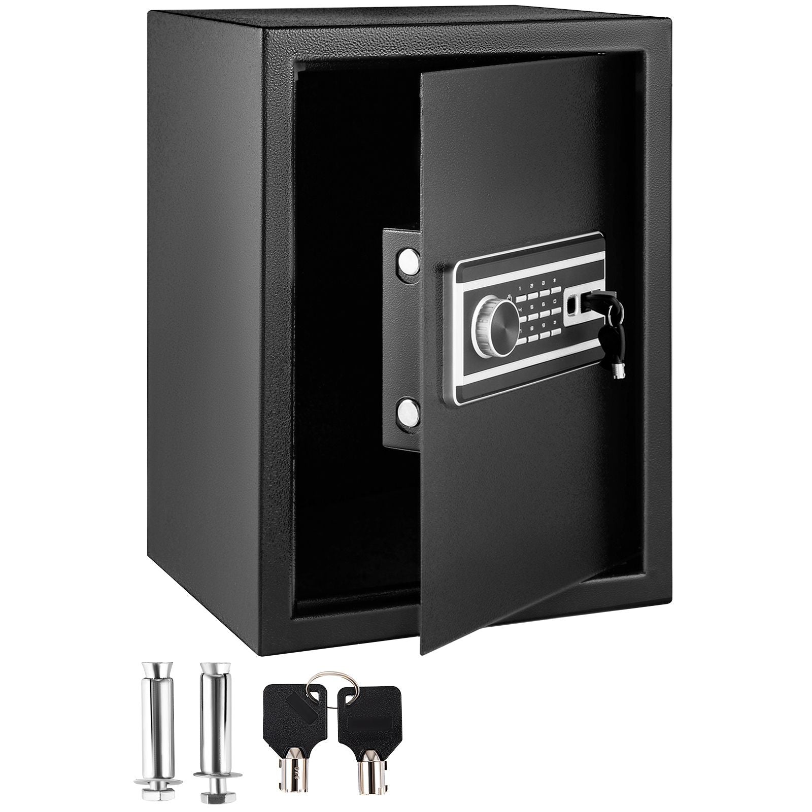 Safe Box, 2.1 CU.FT Fingerprint Safe Box for Money w/ 2 Keys & Digital Keypad, Q235 Steel Safe Box for Storing Cash, Jewelry, Pistols, Documents, Watches in Home & Office & Hotel