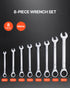 8-Piece Metric Combination Wrench Set 8-19mm with Organizer Rack Tool Kit