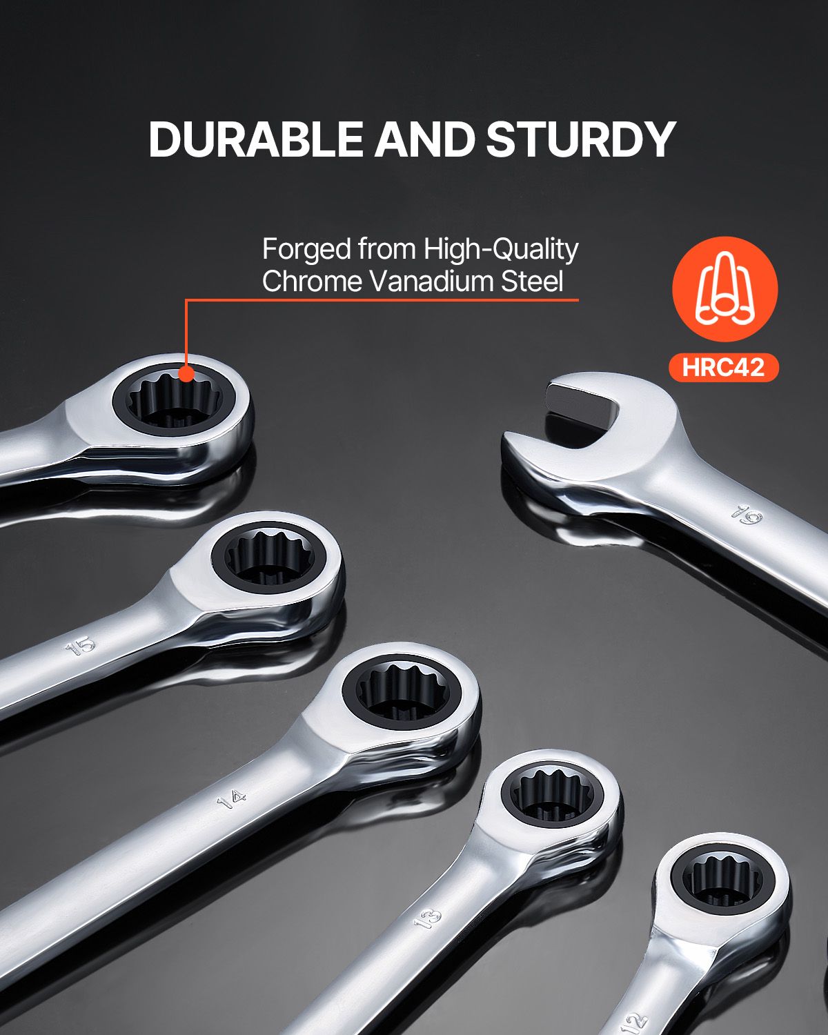 8-Piece Metric Combination Wrench Set 8-19mm with Organizer Rack Tool Kit