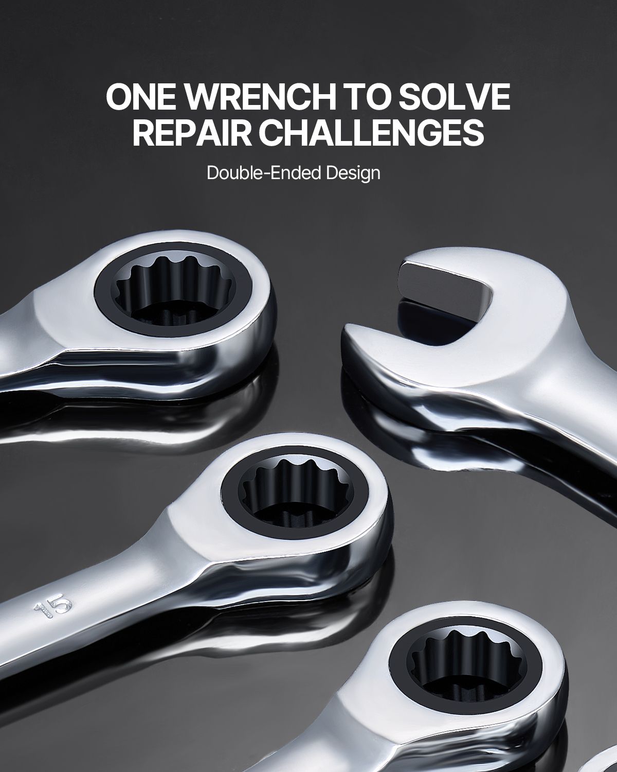 8-Piece Metric Combination Wrench Set 8-19mm with Organizer Rack Tool Kit