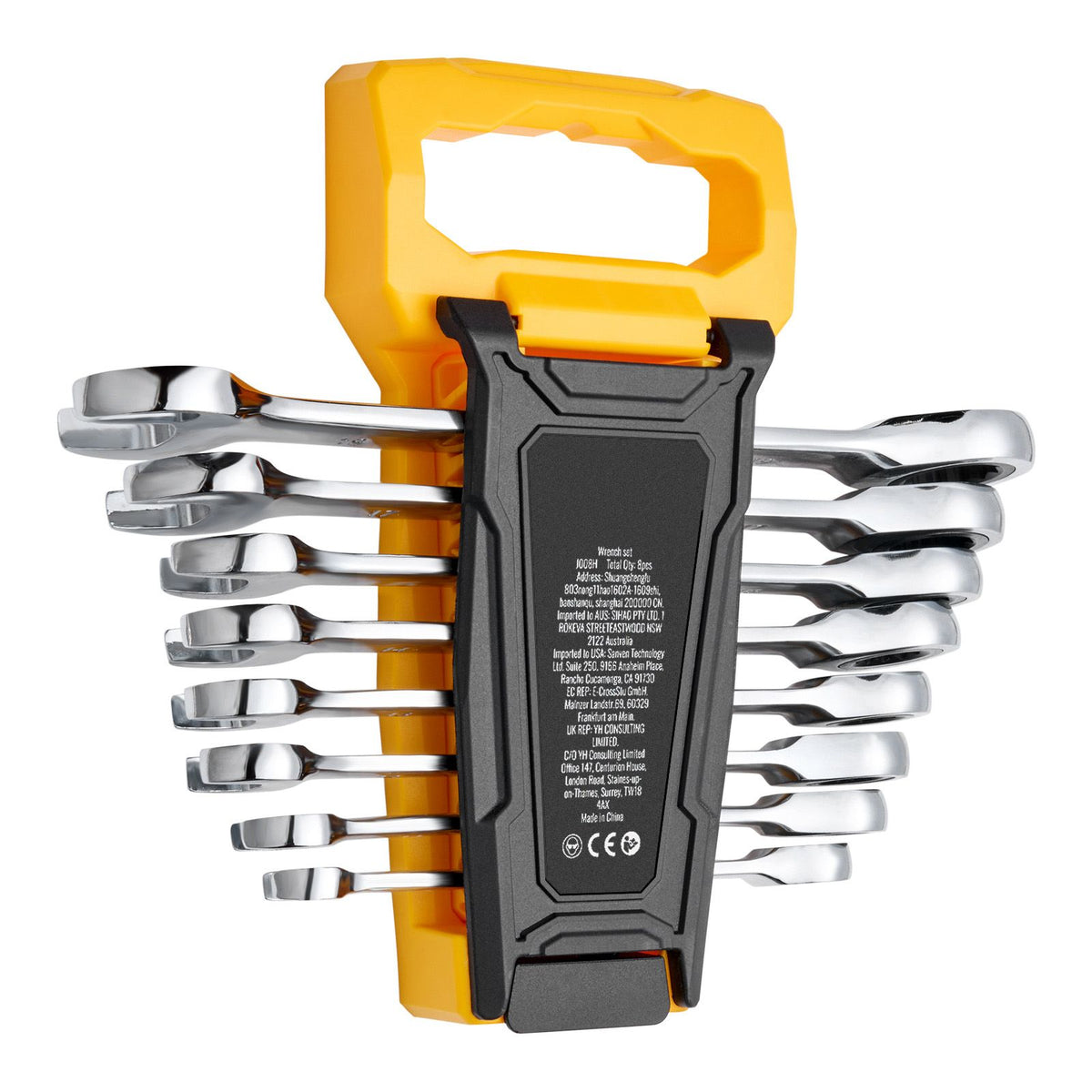 8-Piece Metric Combination Wrench Set 8-19mm with Organizer Rack Tool Kit