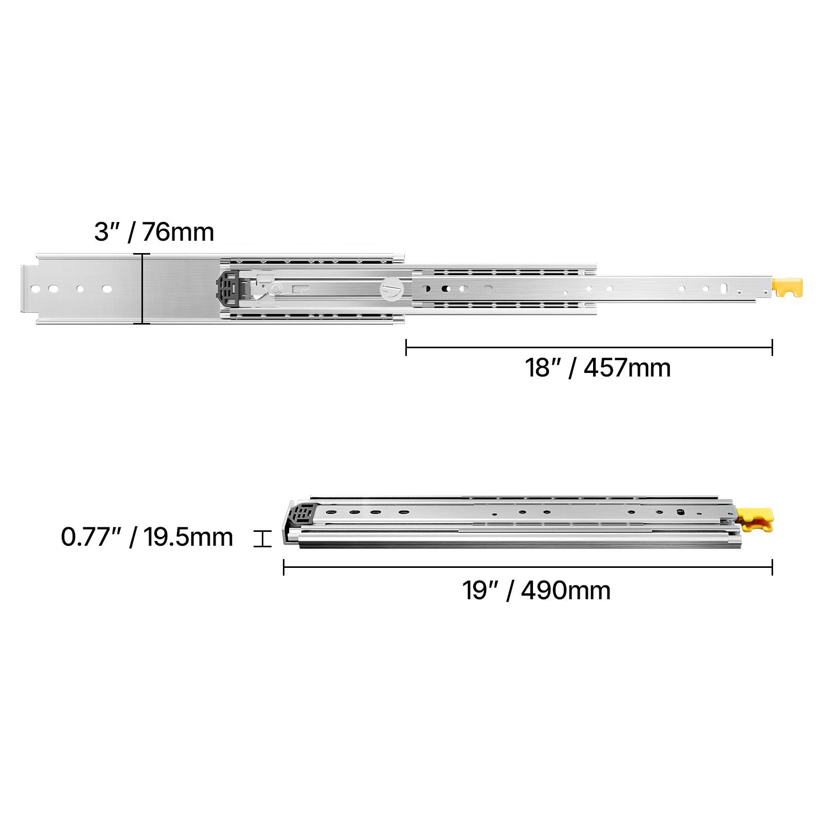 1 Pair 18-60 in Soft-Close Drawer Slides Ball Bearing Full Extension