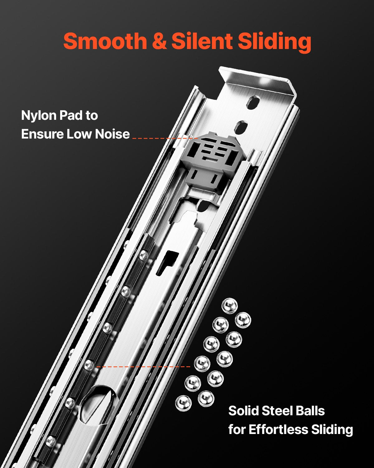 1 Pair 18-60 in Soft-Close Drawer Slides Ball Bearing Full Extension