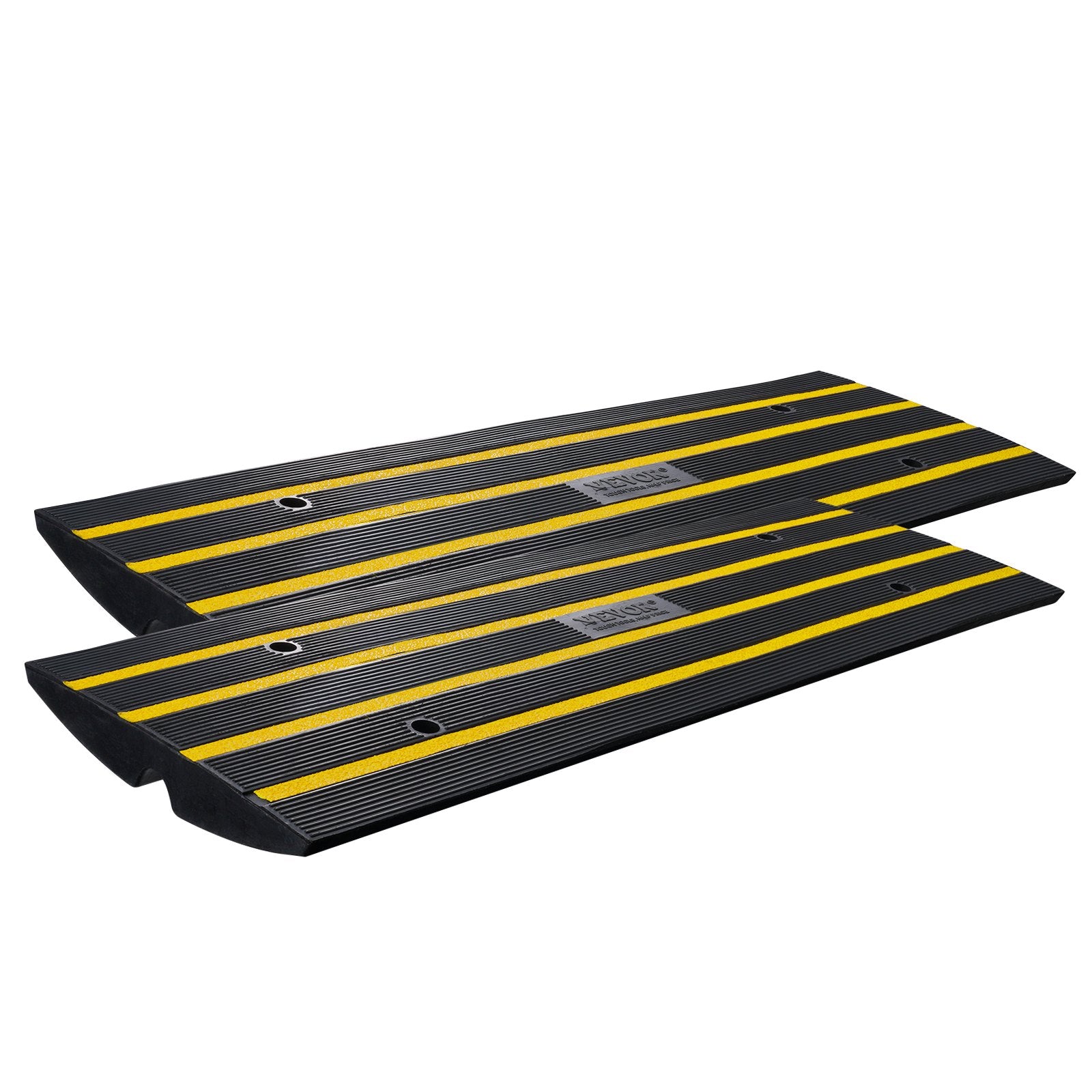 Curb Ramp, 2 Pack, 6.5 cm Rise, Rubber Driveway Ramps, Heavy Duty 15 tons Weight Capacity Threshold Ramp, Curbside Bridge Ramps for Loading Dock Garage Sidewalk, Expandable Full Ramp Set