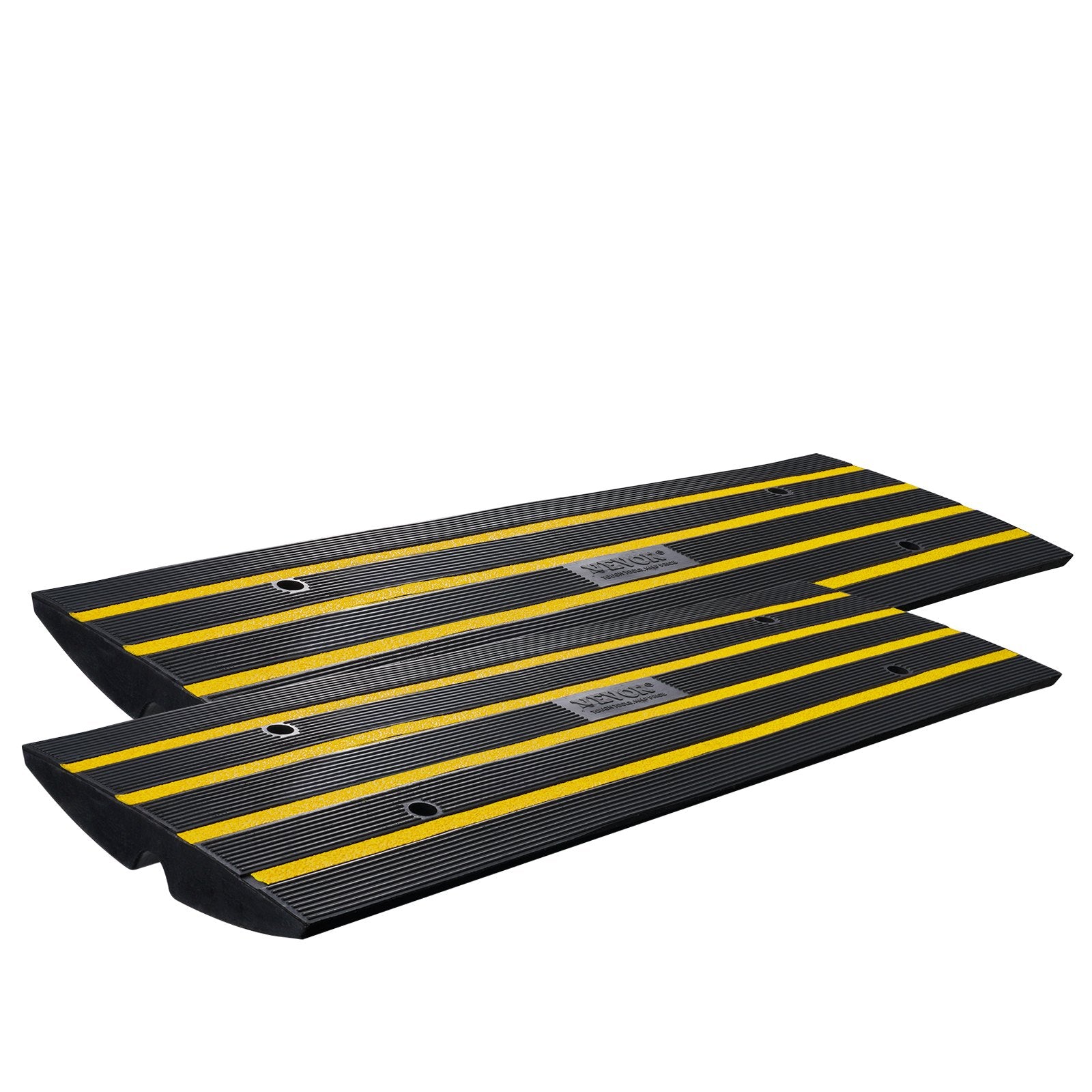 Curb Ramp, 2 Pack, 6.5 cm Rise, Rubber Driveway Ramps, Heavy Duty 15 tons Weight Capacity Threshold Ramp, Curbside Bridge Ramps for Loading Dock Garage Sidewalk, Expandable Full Ramp Set