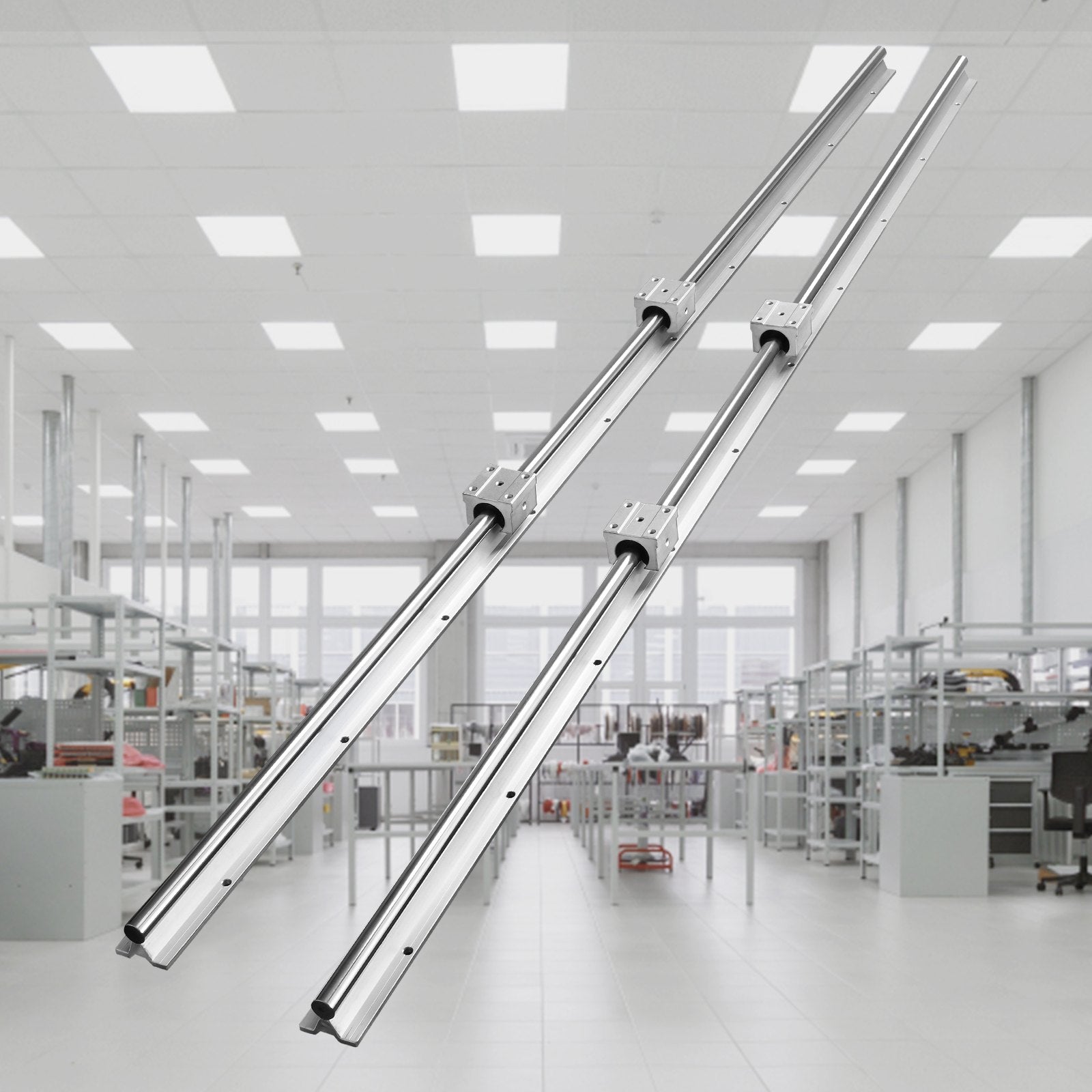 Linear Guide Rail Set, SBR20 1500mm, 2 PCS 59 in/1500 mm SBR20 Guide Rails and 4 PCS SBR20UU Slide Blocks, Linear Rails and Bearings Kit for Automated Machines DIY Project CNC Router Machines