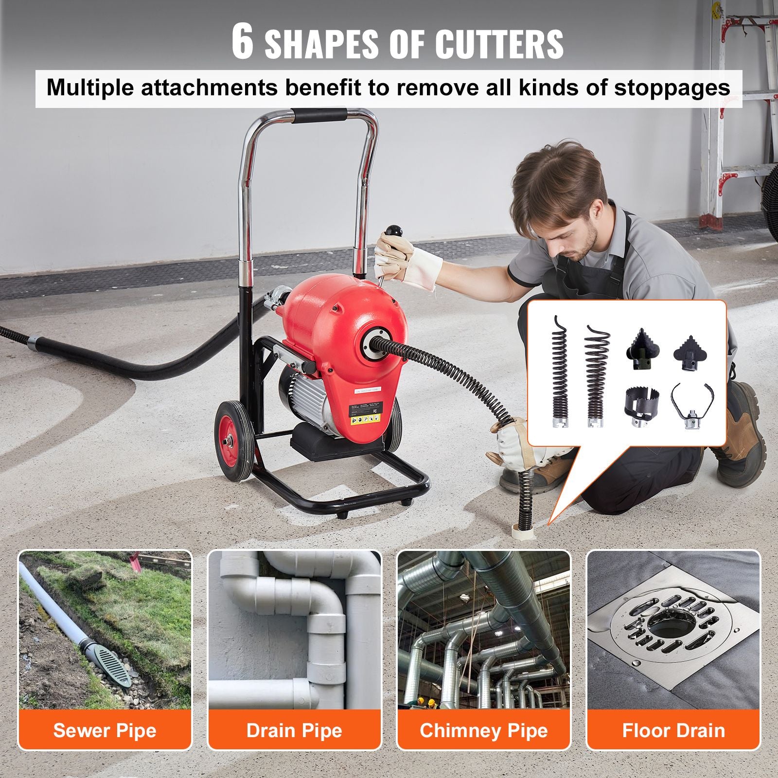 Drain Cleaner Machine 120FT x 6/5