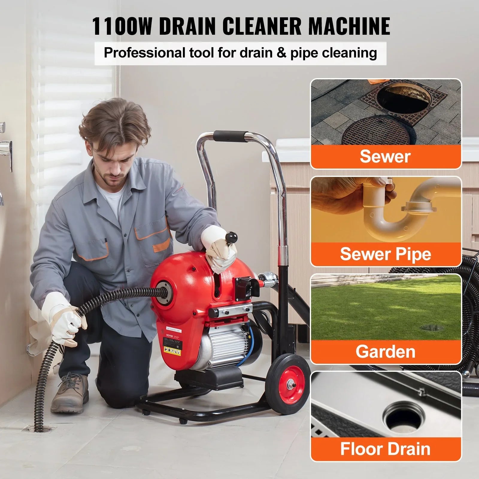 Drain Cleaner Machine 120FT x 6/5