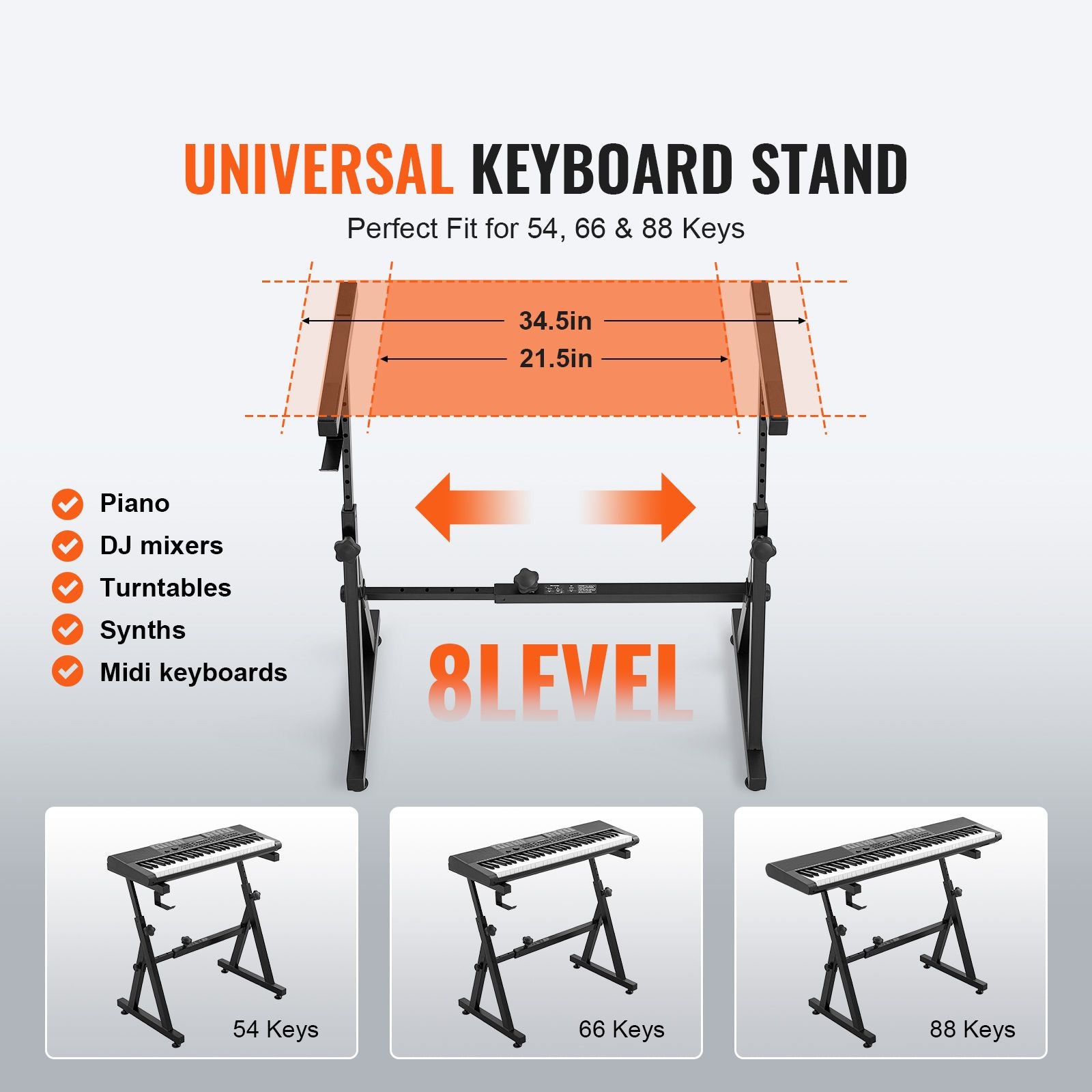 Z Style Piano Keyboard Stand Bench Set Adjustable 88 Key Digital Piano