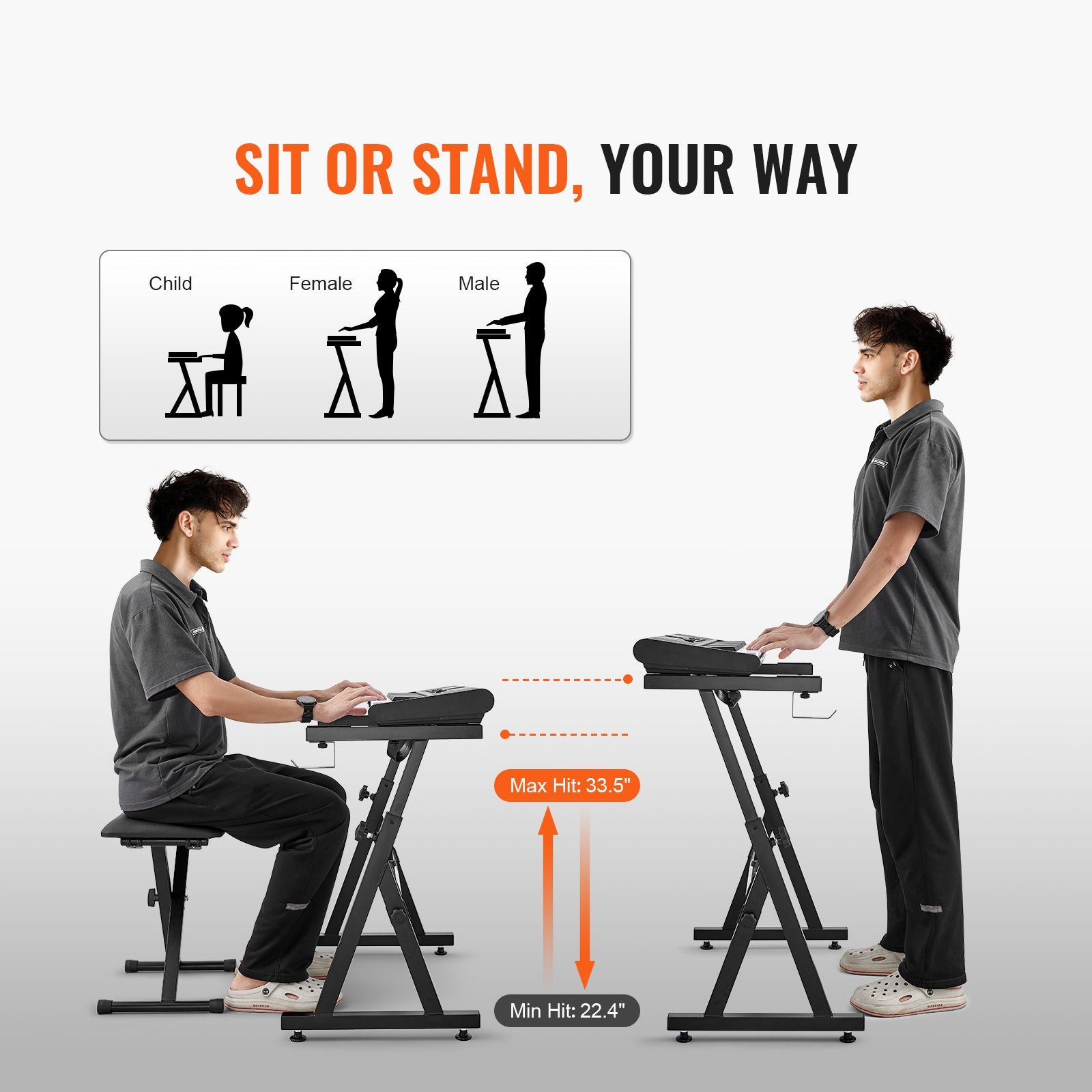 Z Style Piano Keyboard Stand Bench Set Adjustable 88 Key Digital Piano