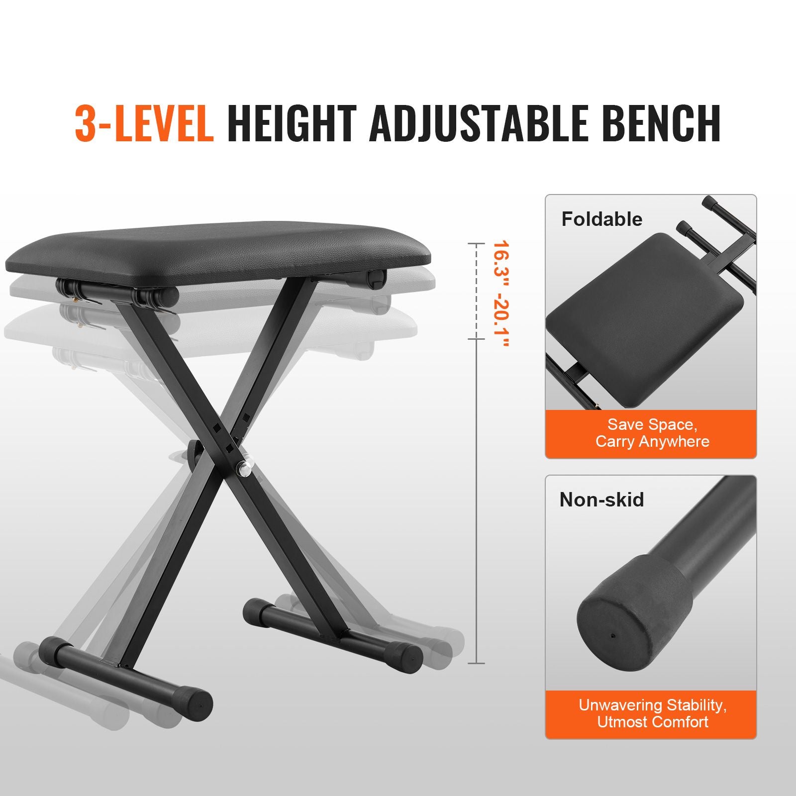 Z Style Piano Keyboard Stand Bench Set Adjustable 88 Key Digital Piano