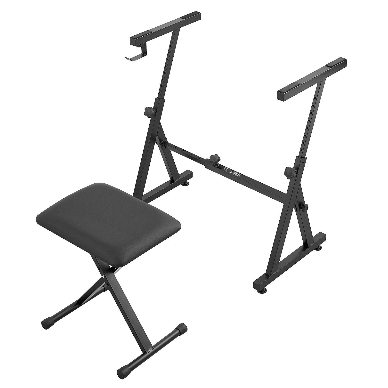 Piano Keyboard Stand and Bench Set, Z Style, Heavy-Duty Digital Piano Music Stand and Seat, 250 lbs Capacity with Adjustable Piano Bench Width Height Wheels, Fits for 54-88 Key Electric Pianos