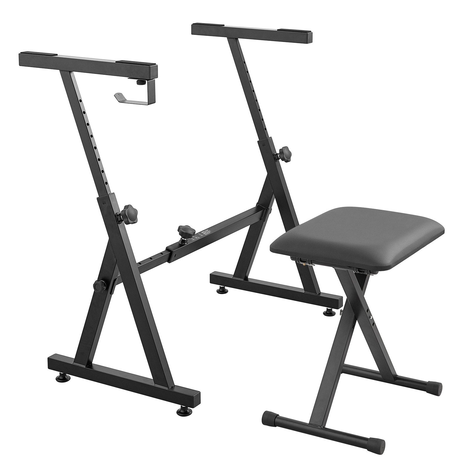 Piano Keyboard Stand and Bench Set, Z Style, Heavy-Duty Digital Piano Music Stand and Seat, 250 lbs Capacity with Adjustable Piano Bench Width Height Wheels, Fits for 54-88 Key Electric Pianos