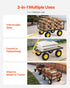 1400 Lbs Steel Garden Cart, Heavy Duty Pullable Garden Wagon Yard Cart, 2 in 1 Outdoor Metal Utility Wagon Yard Trailer with 13" All Terrain Tires, Mesh Removable Sides and 180°Rotating Handle