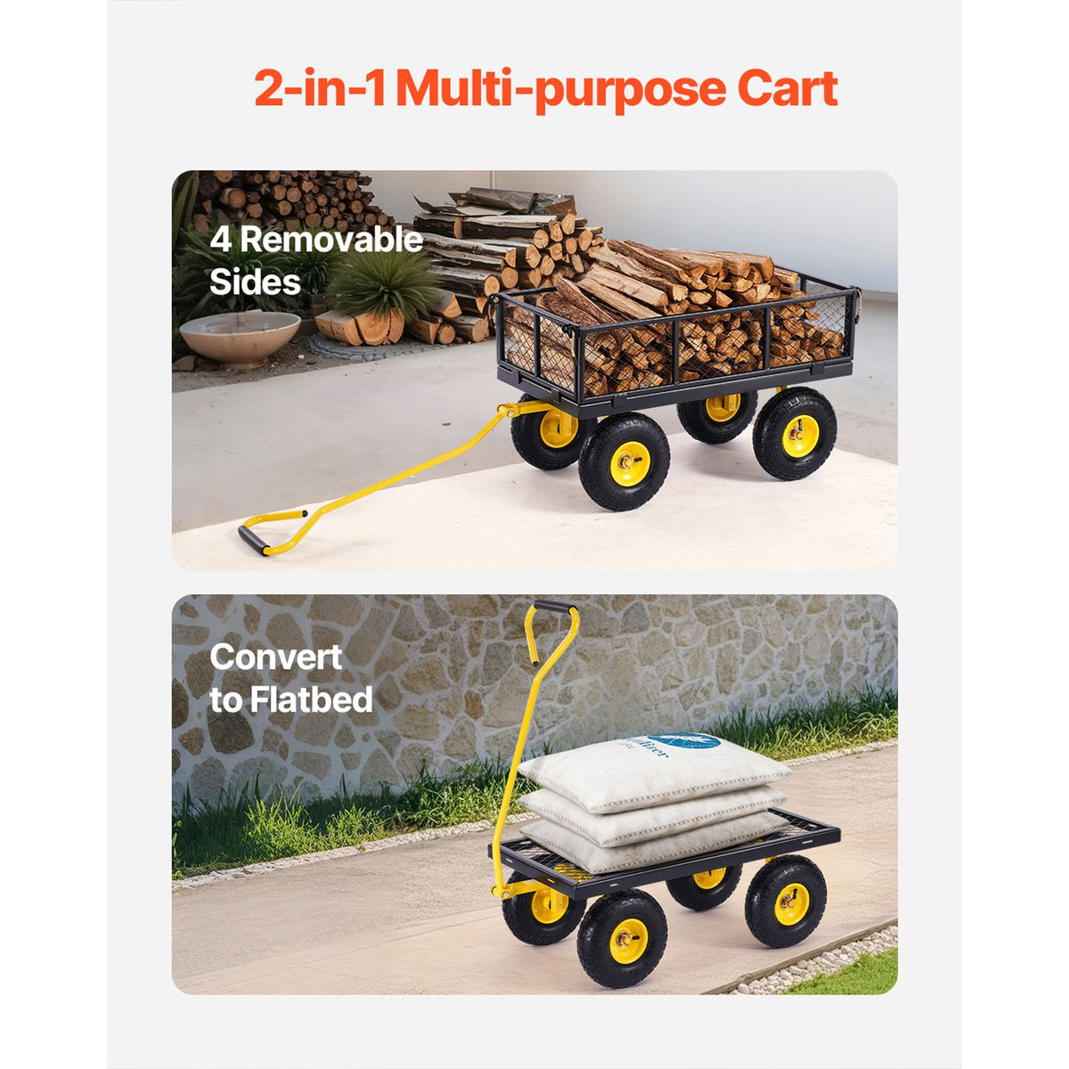 500lb Steel Garden Cart Heavy Duty Utility Wagon with 10