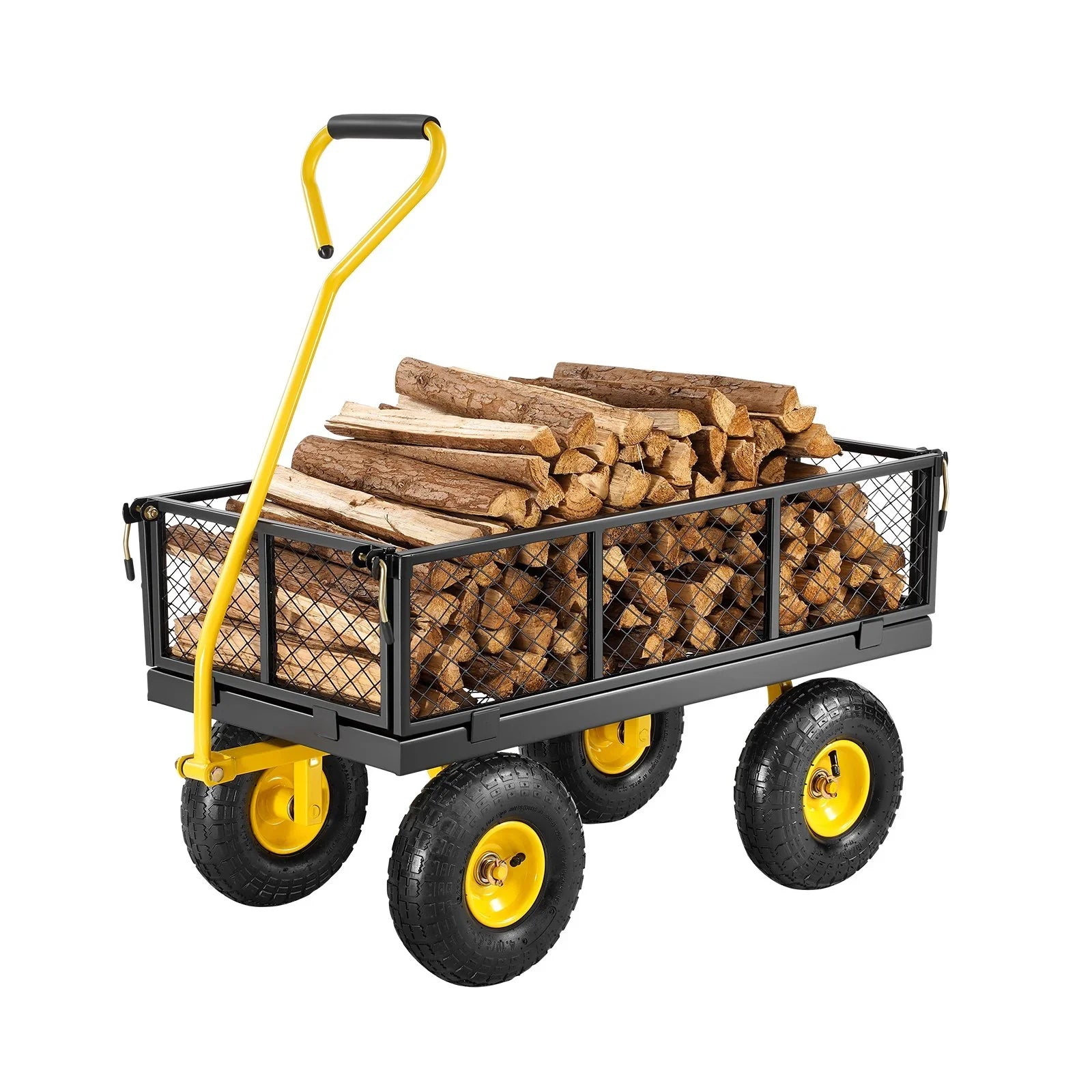 500 Lbs Steel Garden Cart, Heavy Duty Garden Wagon Cart Pullable on Wheels, Metal Yard Utility Wagon Carts with 10