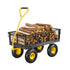 500 Lbs Steel Garden Cart, Heavy Duty Garden Wagon Cart Pullable on Wheels, Metal Yard Utility Wagon Carts with 10" All Terrain Tires, Mesh Removable Sides and 180°Rotating Handle