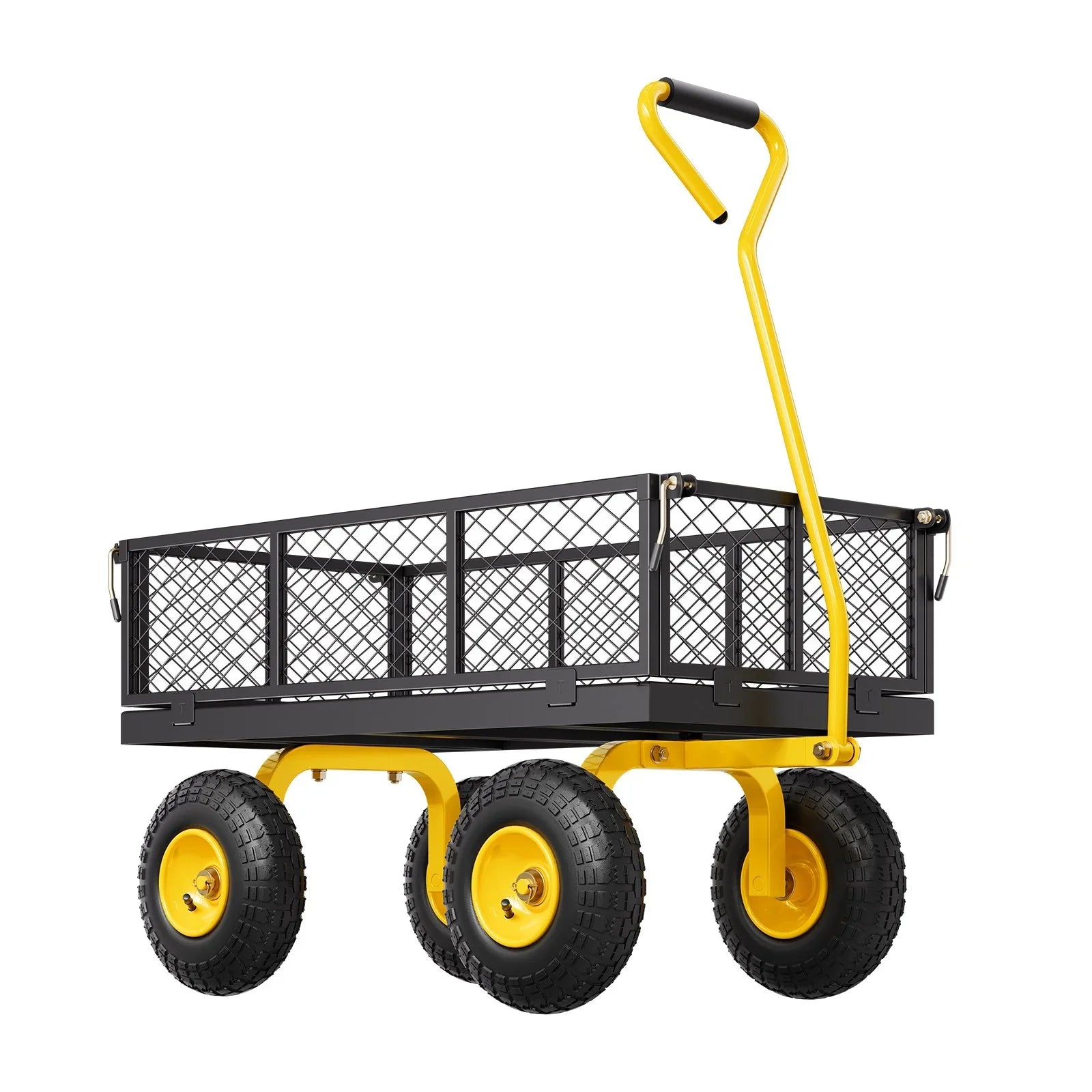 500 Lbs Steel Garden Cart, Heavy Duty Garden Wagon Cart Pullable on Wheels, Metal Yard Utility Wagon Carts with 10