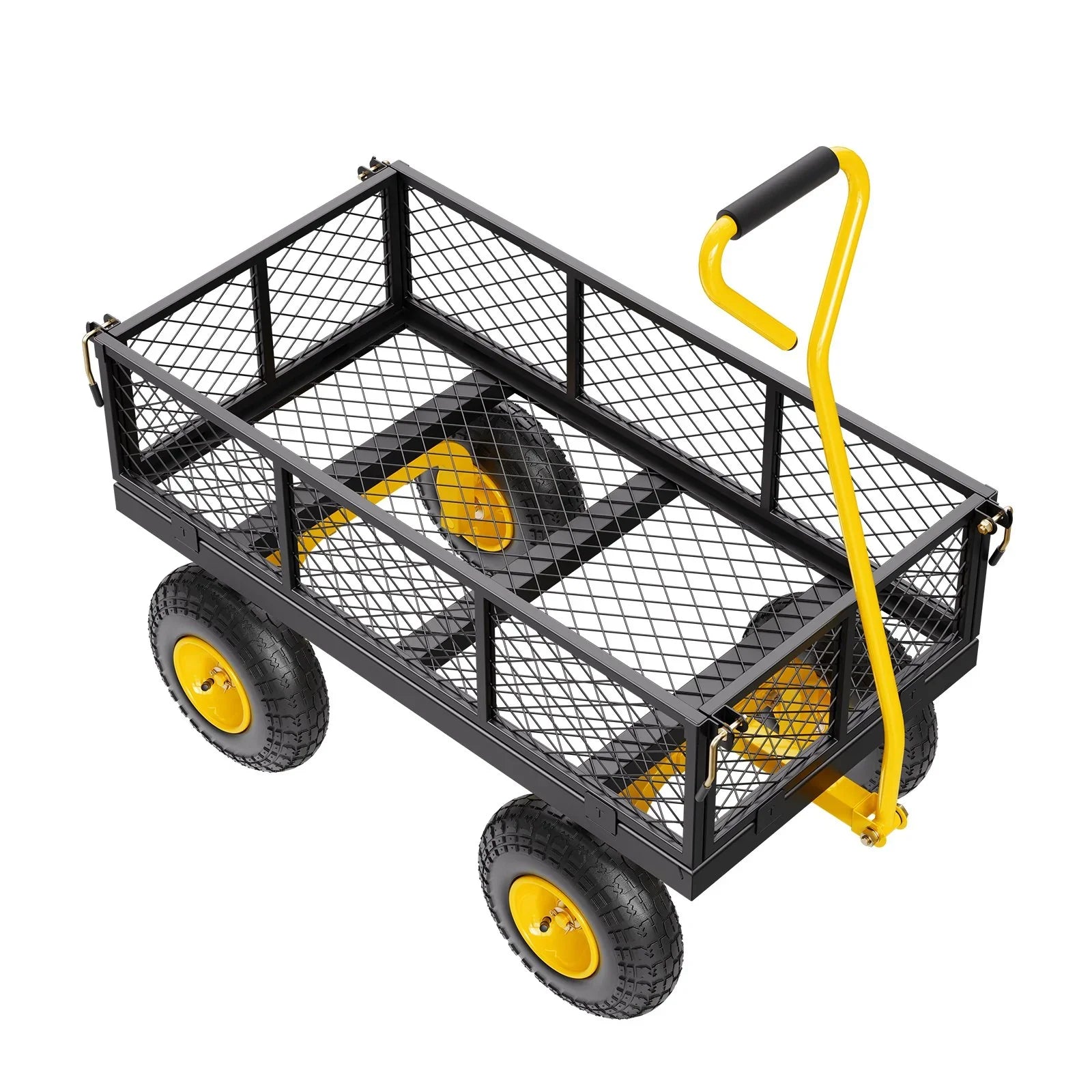 500 Lbs Steel Garden Cart, Heavy Duty Garden Wagon Cart Pullable on Wheels, Metal Yard Utility Wagon Carts with 10