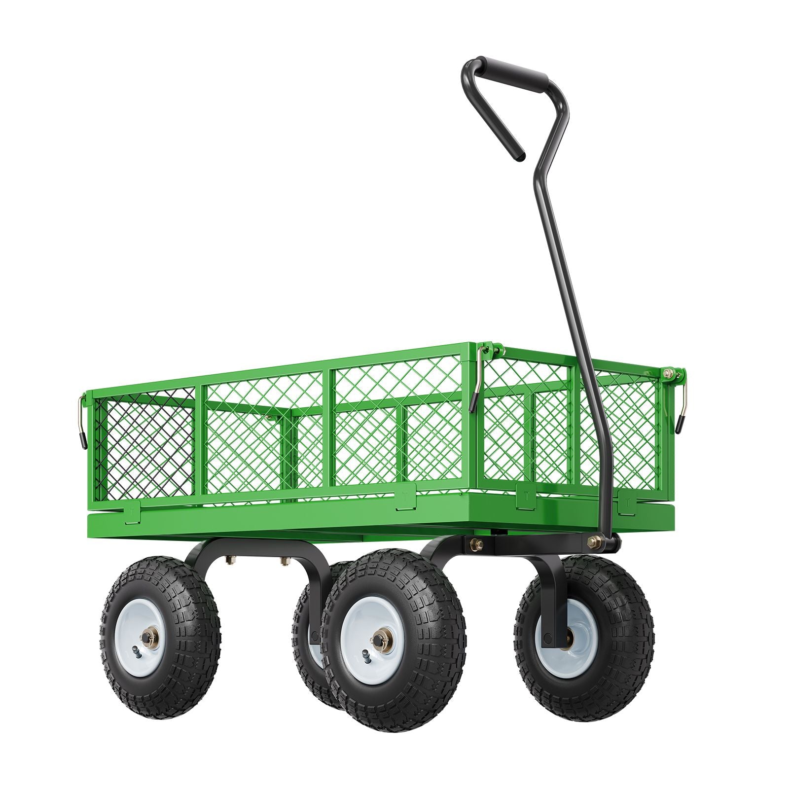 680 Lbs Steel Garden Cart on Wheels, Heavy Duty Garden Wagon Cart Pullable, Metal Outdoor Utility Yard Wagon Carts with 10
