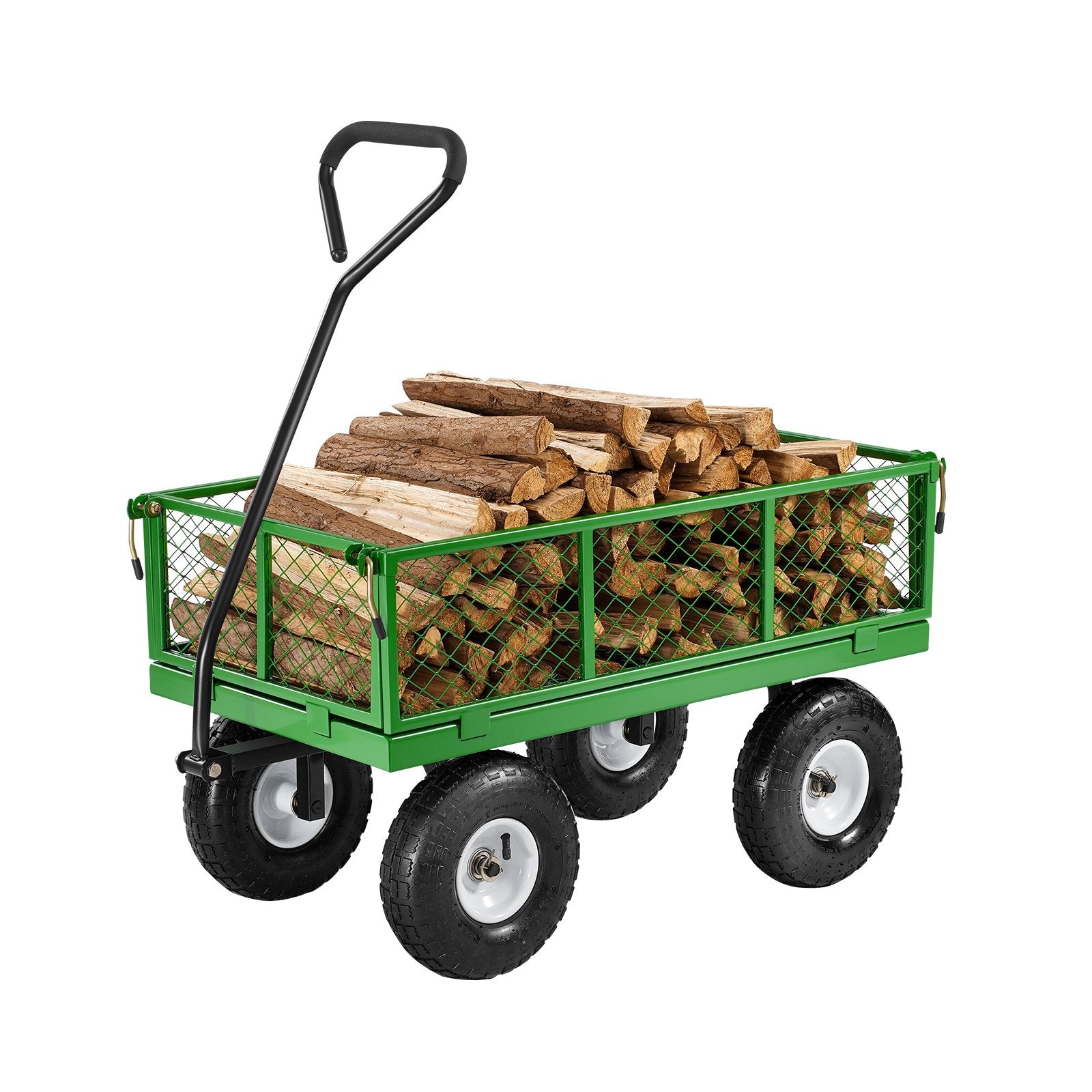 680 Lbs Steel Garden Cart on Wheels, Heavy Duty Garden Wagon Cart Pullable, Metal Outdoor Utility Yard Wagon Carts with 10