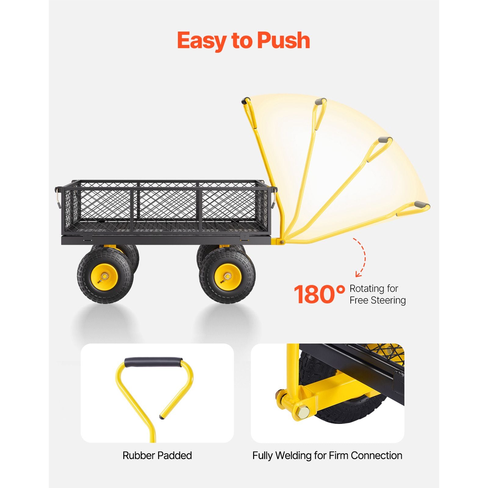900 Lbs Heavy Duty Steel Garden Cart, Garden Wagon Cart on Wheels, Outdoor Metal Yard Utility Wagon Carts with 10
