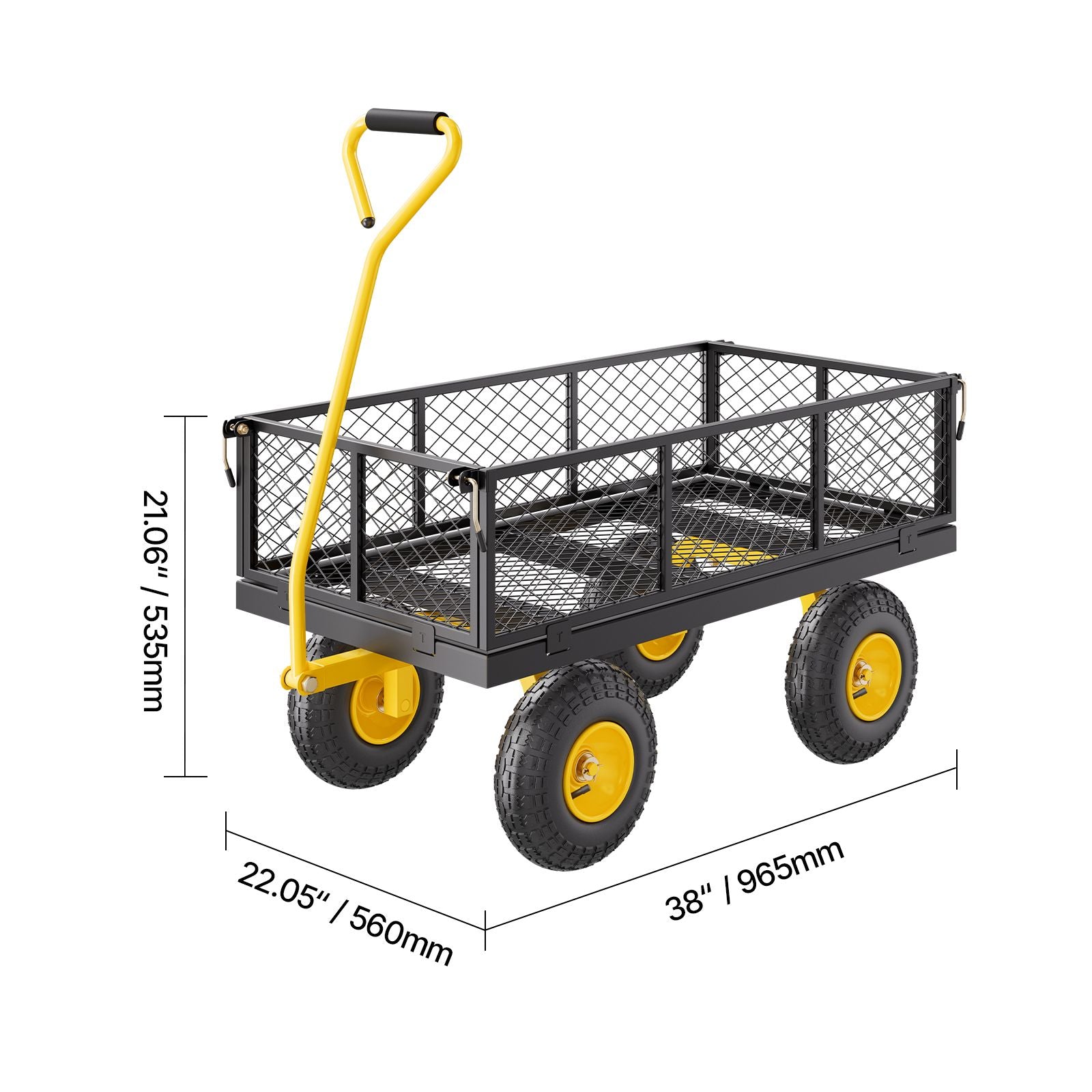 900 Lbs Heavy Duty Steel Garden Cart, Garden Wagon Cart on Wheels, Outdoor Metal Yard Utility Wagon Carts with 10