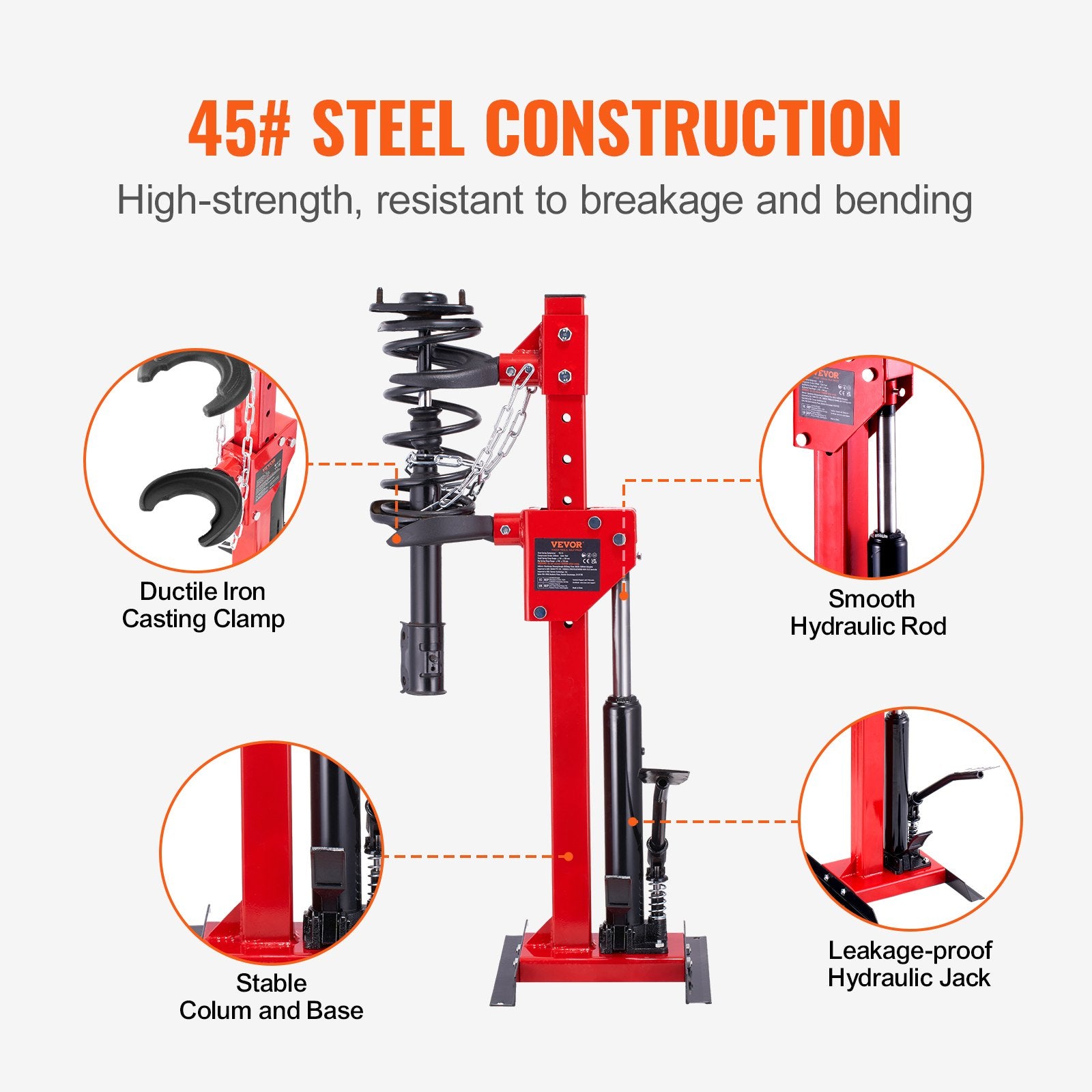 Strut Spring Compressor, 4.5 Ton/9920 LBS Hydraulic Jack Capacity, 1 Ton Rated Compression Force, Auto Strut Coil Spring Compressor Tool, Hydraulic Spring Compressor for Strut Spring Removing