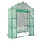 Walk-in Green House, 4.6 x 2.4 x  6.7 ft  Greenhouse with Shelves, Set Up in Minutes, High Strength PE Cover with Doors & Windows and Steel Frame, Suitable for Planting and Storage, Green