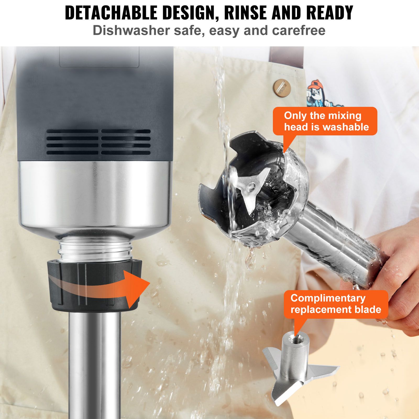 Commercial Immersion Blender Heavy Duty Hand Mixer 750W Variable Speed