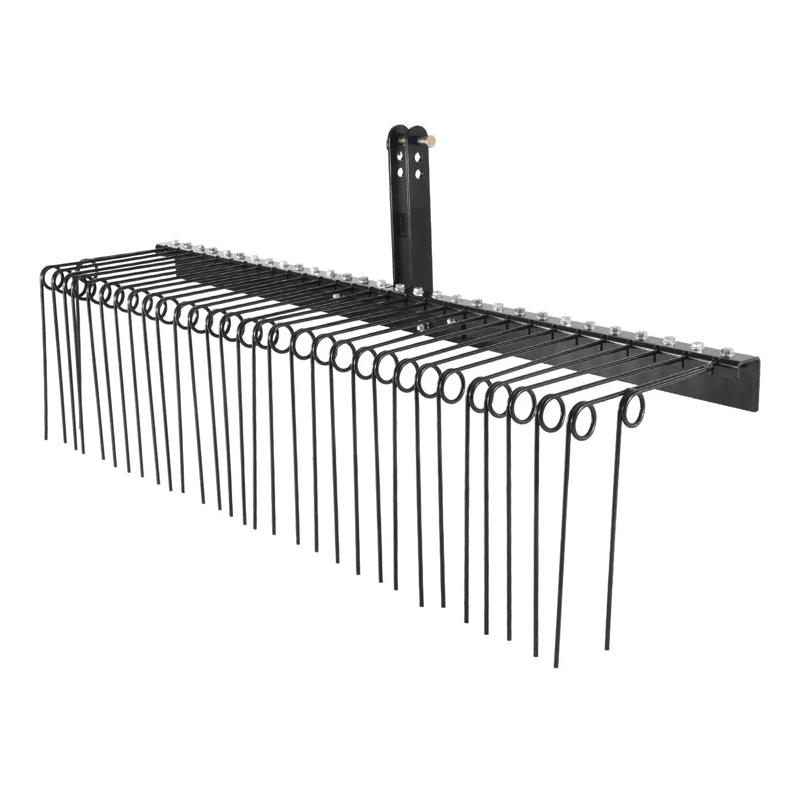 Tow Behind Landscape Rake, 1.8m Tow Dethatcher with 32 Steel Tines, Lawn Dethatcher Rake Attaches to Category 1, 3 Point Hitch for Tractor, for Leaves, Pine Needles, Straw, and Grass
