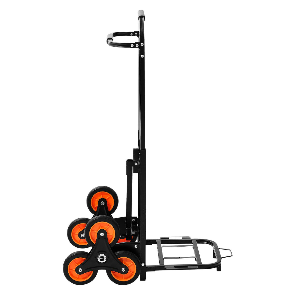 Stair Climbing Cart, 100 kg Stair-Climbing Capacity, Heavy-Duty Folding Trolley Cart with Telescoping Handle, 6 Wheels and 2 Bungee Cords, Stair Climber Dolly for Home, Groceries, Warehouse