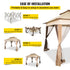Outdoor Gazebo Canopy Tent 11x11ft Portable Shelter with Netting Brown